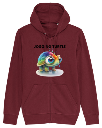Broasca testoasa pictata in acuarela cu mesajul Jogging Turtle Burgundy