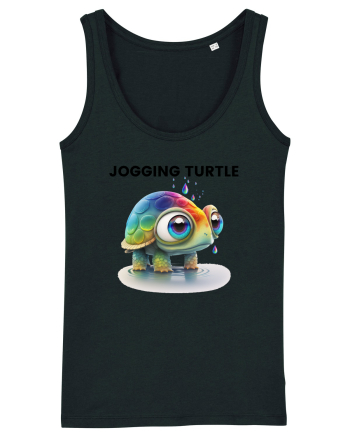Broasca testoasa pictata in acuarela cu mesajul Jogging Turtle Black
