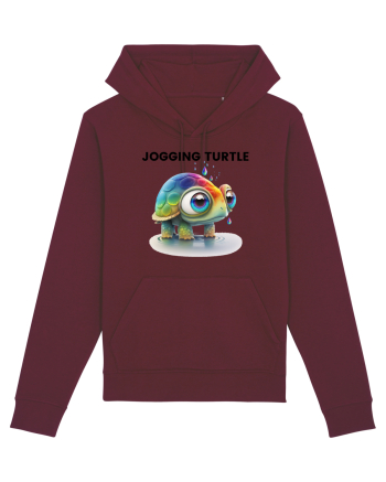 Broasca testoasa pictata in acuarela cu mesajul Jogging Turtle Burgundy