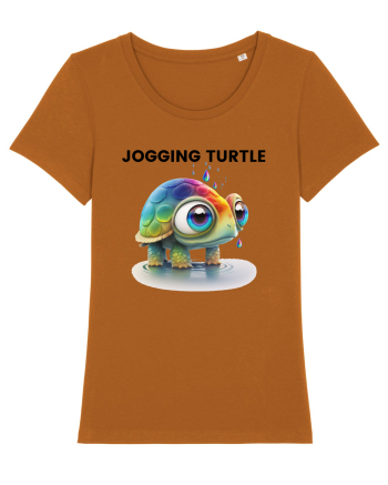 Broasca testoasa pictata in acuarela cu mesajul Jogging Turtle Roasted Orange