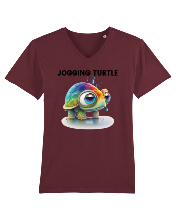 Broasca testoasa pictata in acuarela cu mesajul Jogging Turtle Burgundy