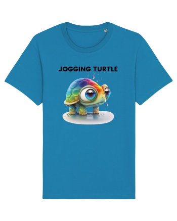 Broasca testoasa pictata in acuarela cu mesajul Jogging Turtle Azur