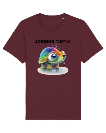 Broasca testoasa pictata in acuarela cu mesajul Jogging Turtle Burgundy