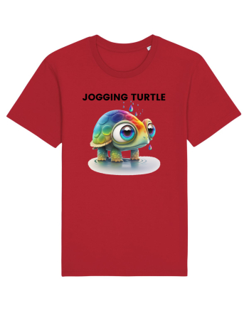 Broasca testoasa pictata in acuarela cu mesajul Jogging Turtle Red