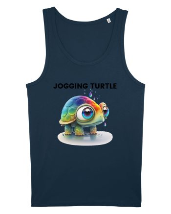 Broasca testoasa pictata in acuarela cu mesajul Jogging Turtle Navy