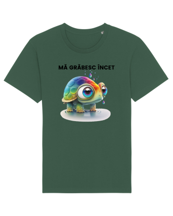 Broasca testoasa pictata in acuarela cu mesajul Ma grabesc Incet Bottle Green