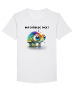 Broasca testoasa pictata in acuarela cu mesajul Ma grabesc Incet Tricou mânecă scurtă guler larg Bărbat Skater