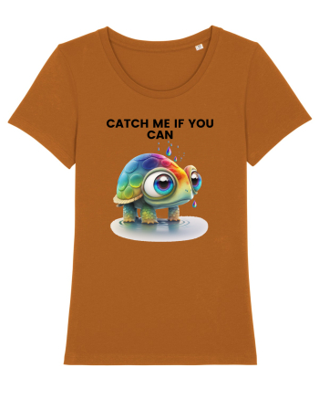 Broasca testoasa pictata in acuarela cu mesajul Catch Me If You Can Roasted Orange
