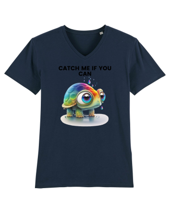 Broasca testoasa pictata in acuarela cu mesajul Catch Me If You Can French Navy