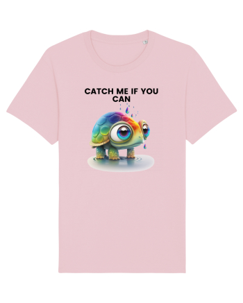 Broasca testoasa pictata in acuarela cu mesajul Catch Me If You Can Cotton Pink