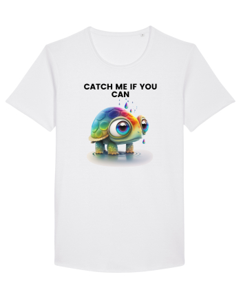 Broasca testoasa pictata in acuarela cu mesajul Catch Me If You Can White