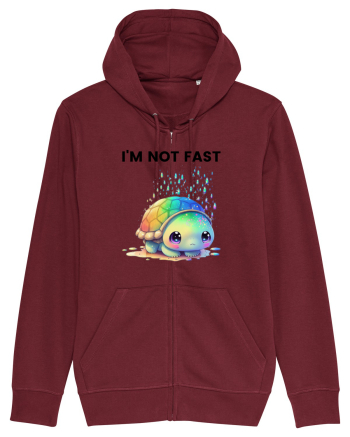 Broasca testoasa pictata in acuarela cu mesajul I'm not fast Burgundy