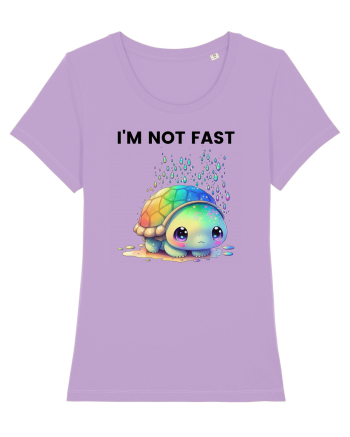 Broasca testoasa pictata in acuarela cu mesajul I'm not fast Lavender Dawn