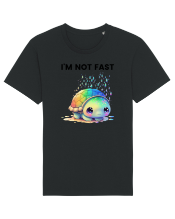 Broasca testoasa pictata in acuarela cu mesajul I'm not fast Black