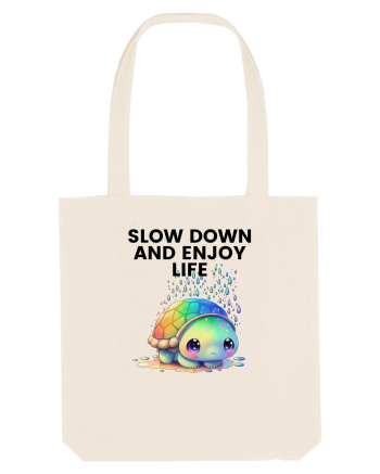 Broasca testoasa pictata in acuarela cu mesajul  Slow Down and Enjoy Life Natural