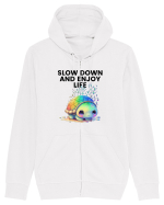 Broasca testoasa pictata in acuarela cu mesajul  Slow Down and Enjoy Life Hanorac cu fermoar Unisex Connector