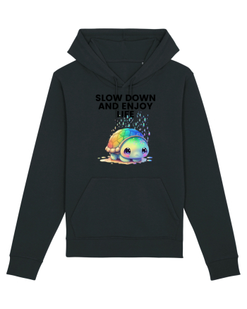 Broasca testoasa pictata in acuarela cu mesajul  Slow Down and Enjoy Life Black