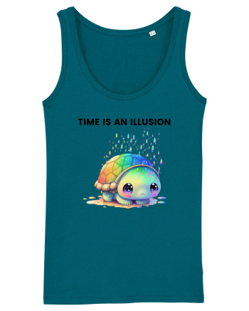 Broasca testoasa pictata in acuarela cu mesajul  Time is an Illusion Ocean Depth