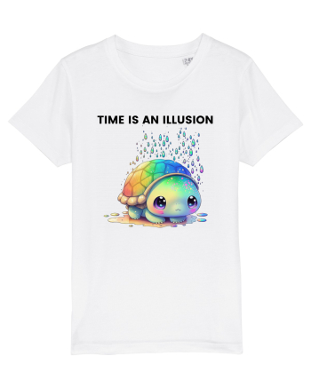 Broasca testoasa pictata in acuarela cu mesajul  Time is an Illusion White