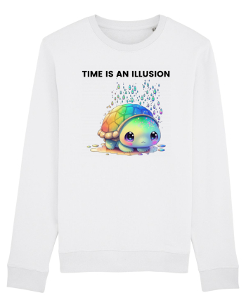 Broasca testoasa pictata in acuarela cu mesajul  Time is an Illusion White