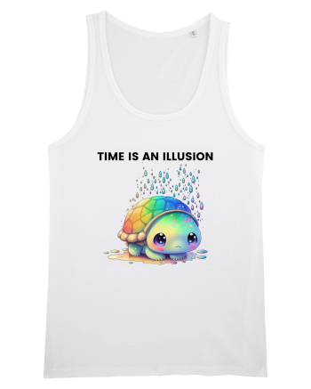 Broasca testoasa pictata in acuarela cu mesajul  Time is an Illusion White