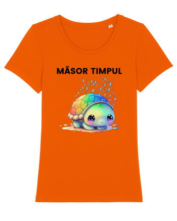 Broasca testoasa pictata in acuarela cu mesajul  Masor Timpul Bright Orange