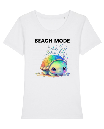 Broasca testoasa pictata in acuarela cu mesajul  Beach Mode White