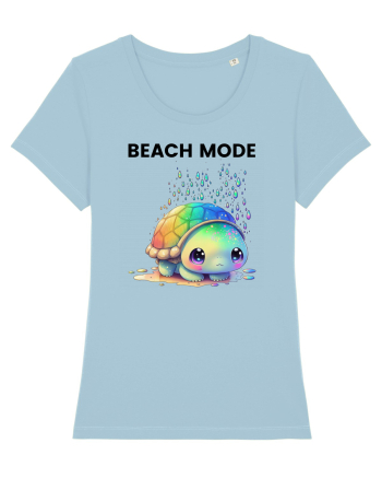 Broasca testoasa pictata in acuarela cu mesajul  Beach Mode Sky Blue