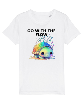 Broasca testoasa pictata in acuarela cu mesajul  Go with the Flow White