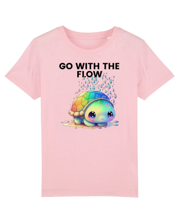 Broasca testoasa pictata in acuarela cu mesajul  Go with the Flow Cotton Pink