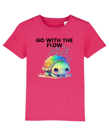 Broasca testoasa pictata in acuarela cu mesajul  Go with the Flow Raspberry