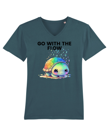 Broasca testoasa pictata in acuarela cu mesajul  Go with the Flow Stargazer