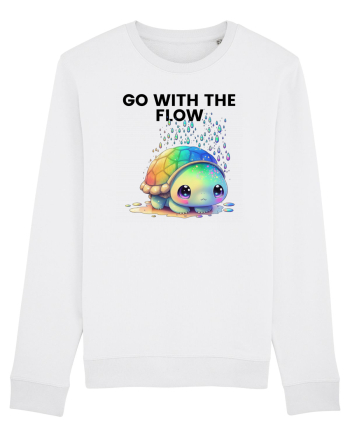 Broasca testoasa pictata in acuarela cu mesajul  Go with the Flow White