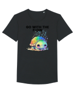 Broasca testoasa pictata in acuarela cu mesajul  Go with the Flow Tricou mânecă scurtă guler larg Bărbat Skater