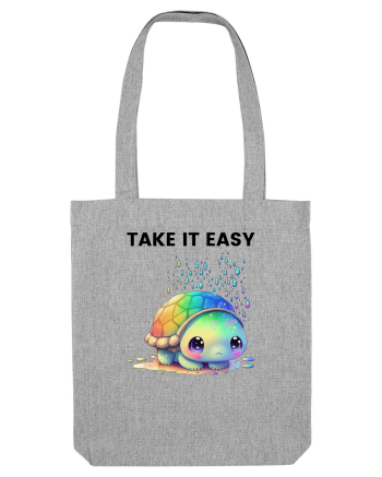 Broasca testoasa pictata in acuarela cu mesajul  Take it Easy Heather Grey