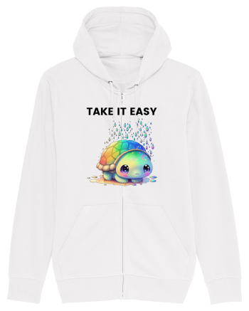 Broasca testoasa pictata in acuarela cu mesajul  Take it Easy White