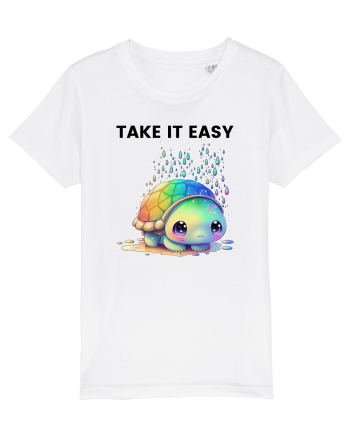 Broasca testoasa pictata in acuarela cu mesajul  Take it Easy White