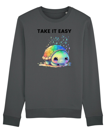 Broasca testoasa pictata in acuarela cu mesajul  Take it Easy Anthracite