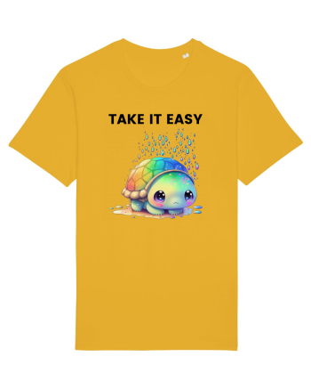 Broasca testoasa pictata in acuarela cu mesajul  Take it Easy Spectra Yellow
