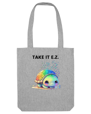Broasca testoasa pictata in acuarela cu mesajul  Take it E.Z. Heather Grey
