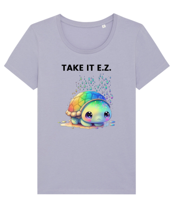 Broasca testoasa pictata in acuarela cu mesajul  Take it E.Z. Lavender