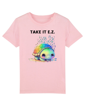 Broasca testoasa pictata in acuarela cu mesajul  Take it E.Z. Cotton Pink