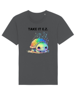Broasca testoasa pictata in acuarela cu mesajul  Take it E.Z. Tricou mânecă scurtă Unisex Rocker