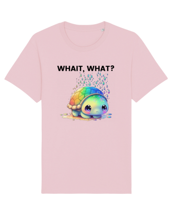 Broasca testoasa pictata in acuarela cu mesajul Wait, What? Cotton Pink