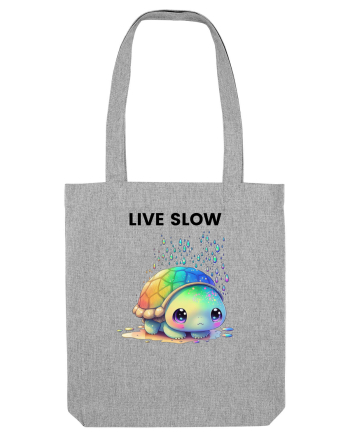 Broasca testoasa pictata in acuarela cu mesajul Live Slow Heather Grey