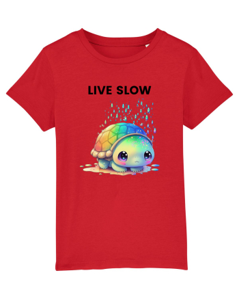 Broasca testoasa pictata in acuarela cu mesajul Live Slow Red