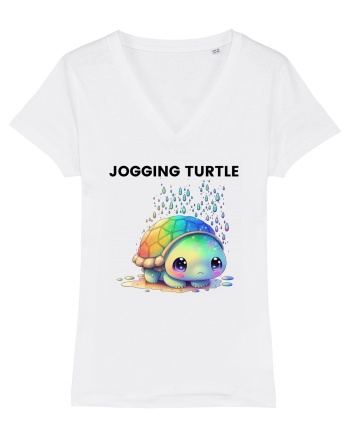 Broasca testoasa pictata in acuarela cu mesajul Jogging Turtle White