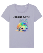 Broasca testoasa pictata in acuarela cu mesajul Jogging Turtle Tricou mânecă scurtă guler larg fitted Damă Expresser