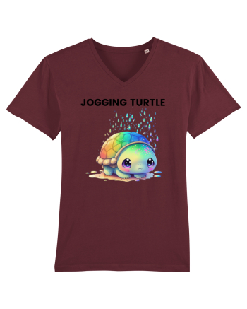 Broasca testoasa pictata in acuarela cu mesajul Jogging Turtle Burgundy