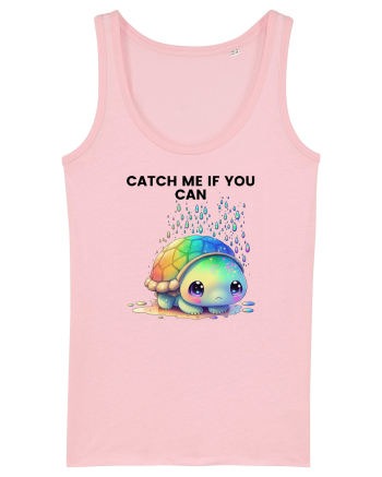 Broasca testoasa pictata in acuarela cu mesajul Catch Me If You Can Cotton Pink